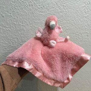Cloud Island Flamingo Lovey Security Blanket Plush Pink Satin Trim Square